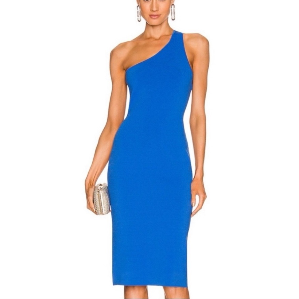 A.L.C. Colby One Shoulder Ponte Dress Cobalt Blue Asymmetrical Sheath Size S
